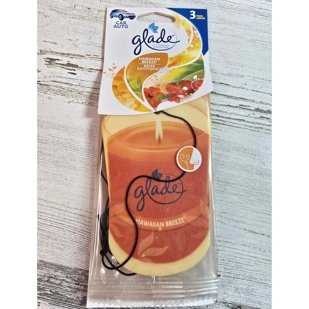 Glade Hawaiian Breeze Car Air Fresheners 3 Pack‎ Hanging Paper Scented 800002141